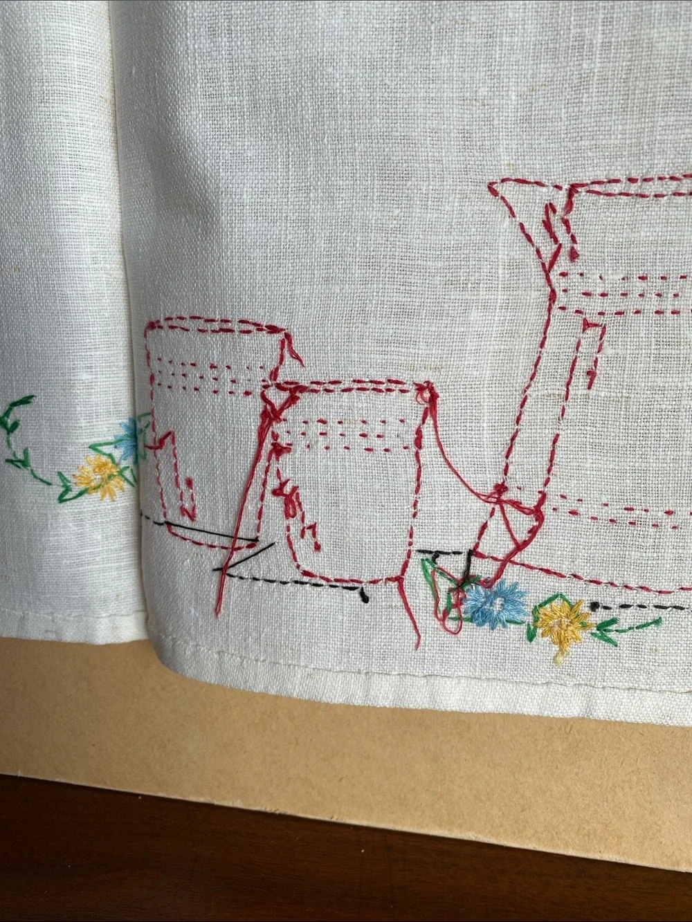 Hand embroidered Kitchen tea towel